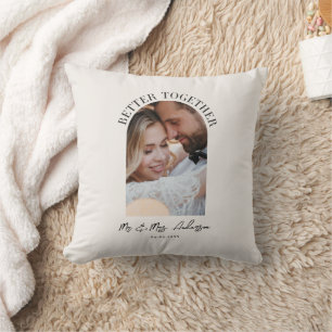 Better together arch photo wedding gift home decor throw pillow