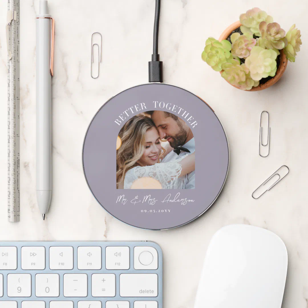 Better together arch photo wedding gift home decor wireless charger
