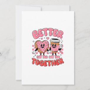Better Together Coffee Donut Retro Groovy Style  Holiday Card