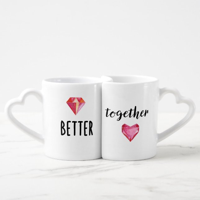 Better Together | Couples Modern Gemstones Coffee Mug Set (Front Nesting)