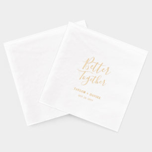Better Together   Couples Name Custom Wedding  Foil Napkins