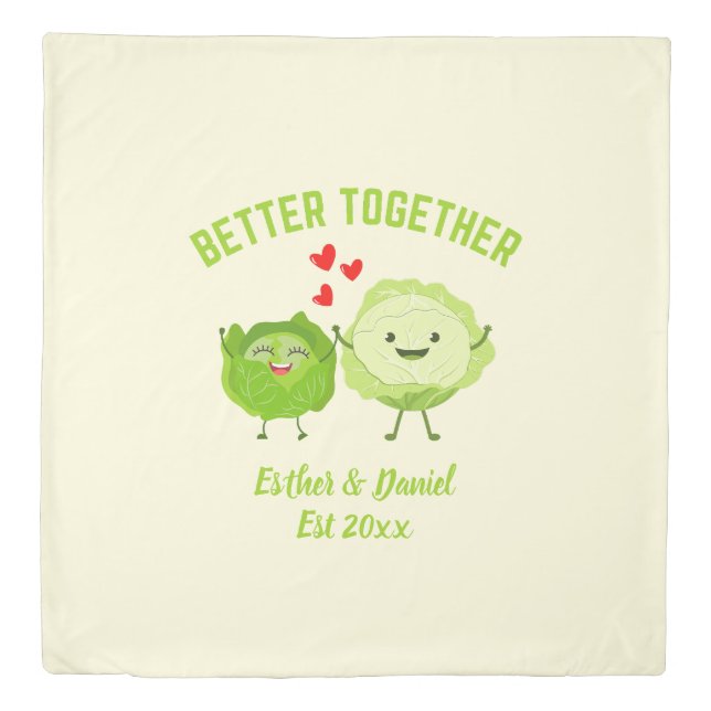 BETTER TOGETHER Cute Cabbage Valentine Couples Duvet Cover (Front)