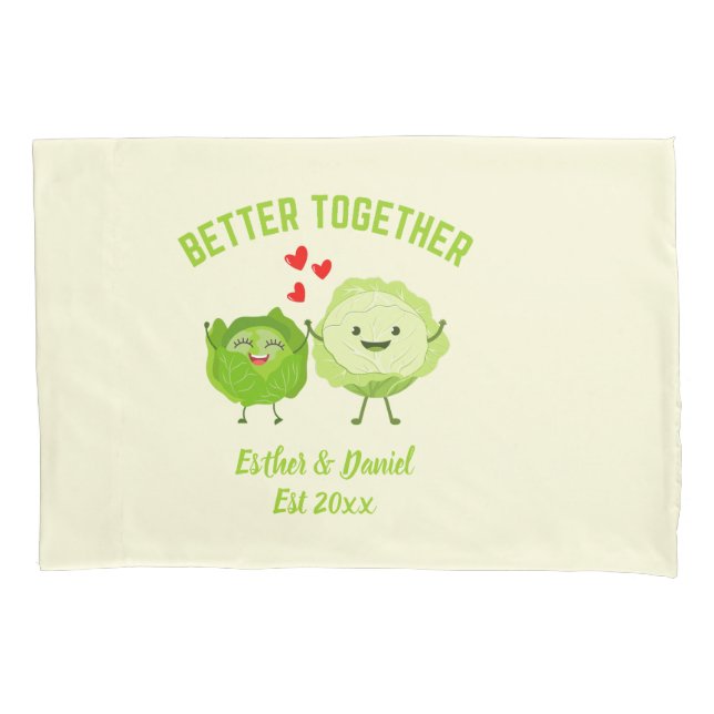 BETTER TOGETHER Cute Cabbage Valentine Couples Pillow Case (Front)