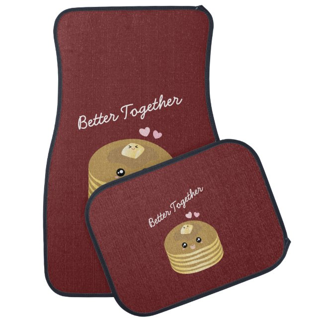Better Together Cute Pancakes Butter Funny Foodie Car Mat (Set)