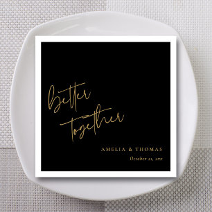 Better Together Elegant Gold Hand-Lettered Wedding Napkins