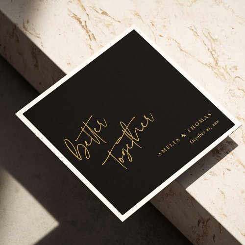 Better Together Elegant Gold Hand_Lettered Wedding Napkins