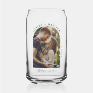 Better Together Engagement Couples Photo Custom Can Glass