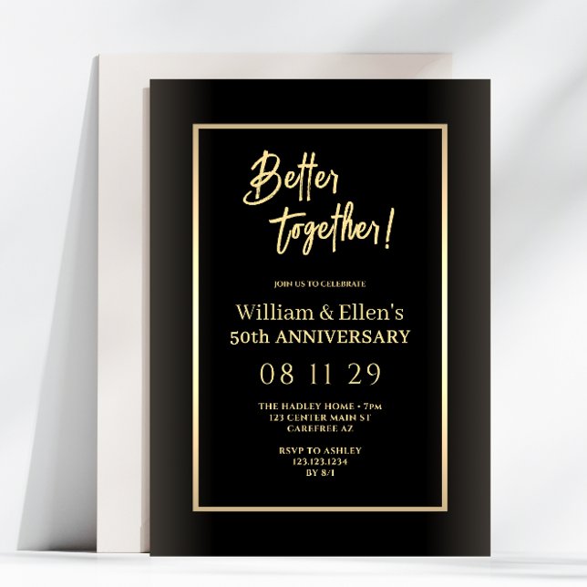 Better Together Golden 50th Anniversary Invitation (Creator Uploaded)