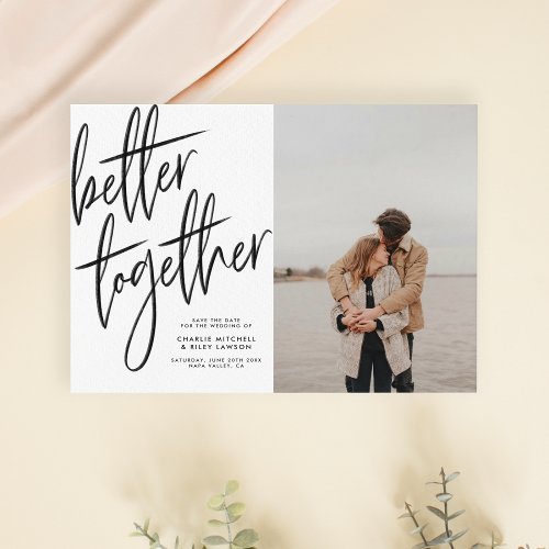 Better Together Hand Lettering Save The Date Photo Postcard