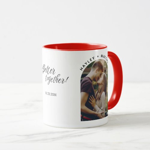 Better Together Holiday Couples Photo Personalized Mug