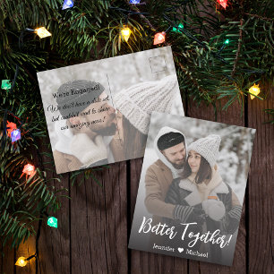 better together! Holiday Engagement 2 photo Announcement Postcard