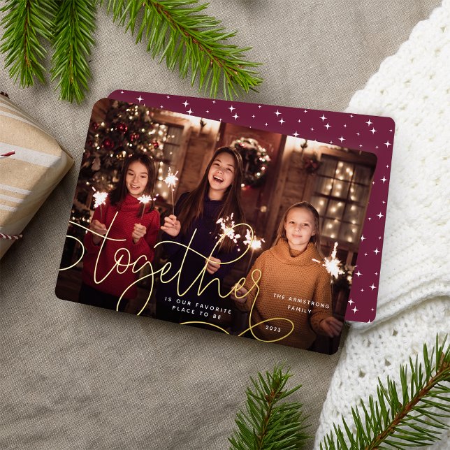 Better Together | Horizontal Photo Foil Holiday Card (Creator Uploaded)