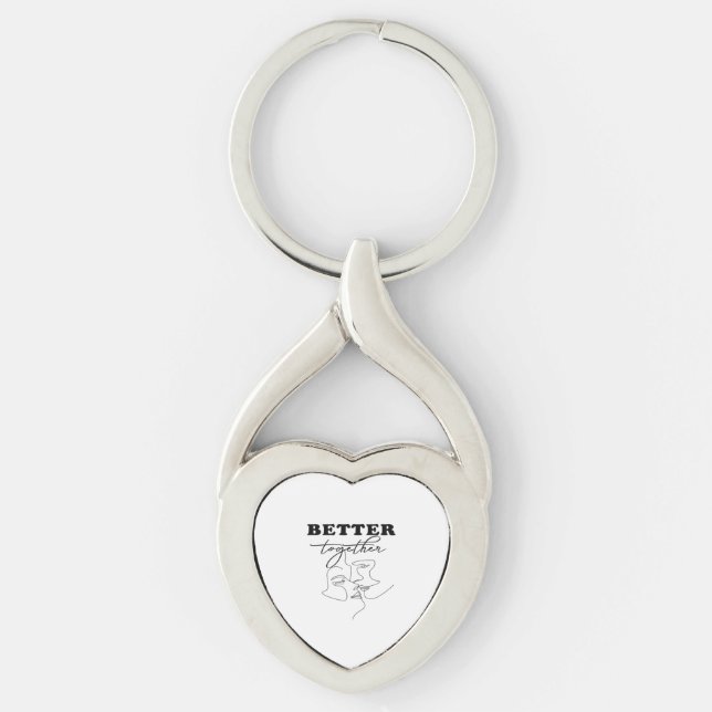 Better Together Kissing Romantic Design  Keychain (Front)