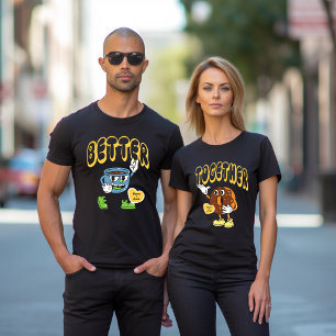 Better Together Matching Couple Name Coffee Donuts T-Shirt
