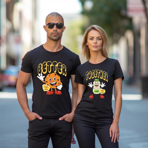 Better Together Matching Couple Name Coffee Donuts T_Shirt