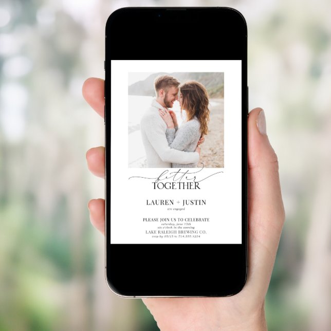 Better Together Modern 4 Photo Engagement Party Invitation (Front Digital)
