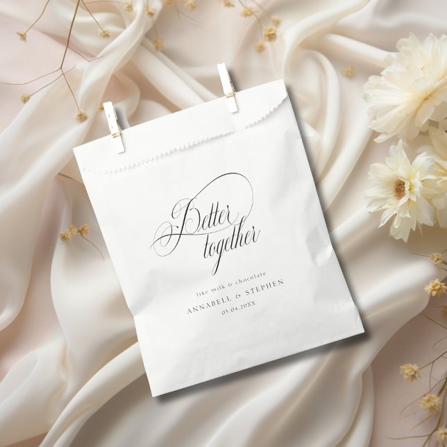 Better Together! Modern, Calligraphy, Wedding  Favor Bag (Better Together-Like Milk & Chocolate! Modern, Calligraphy, Wedding Favor Bag with your Name & Date.)