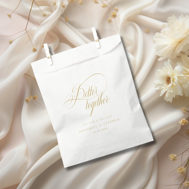 Better Together! Modern, Calligraphy, Wedding  Favor Bag (Better Together-Like Milk & Chocolate! Modern, Calligraphy, Wedding Favor Bag with your Name & Date.)
