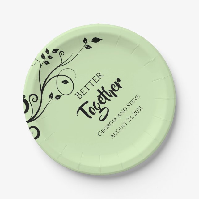 Better Together Personalized Wedding Paper Plates (Front)