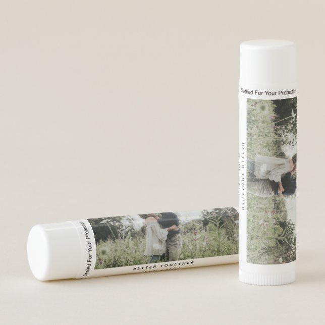 Better Together Photo Modern Elegant Simple Script Lip Balm (Front)