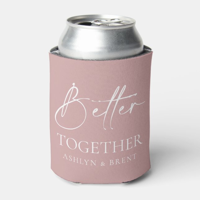 Better Together Pink Wedding Can Cooler/Koozie Can Cooler (Can Front)