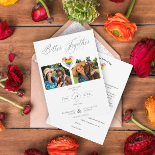 Better Together Pride Rainbow LGBT Heart 2 Photos Save The Date