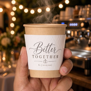 Better Together Rings Monogram Wedding Coffee Cup Sleeve