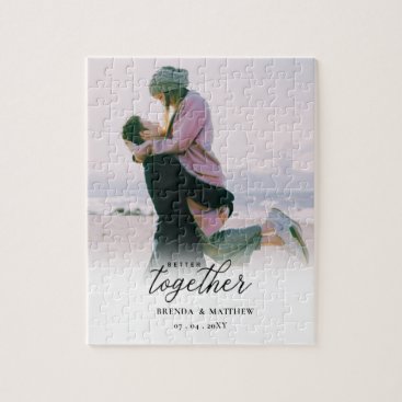 Better Together Script Photo Save The Date Jigsaw Puzzle
