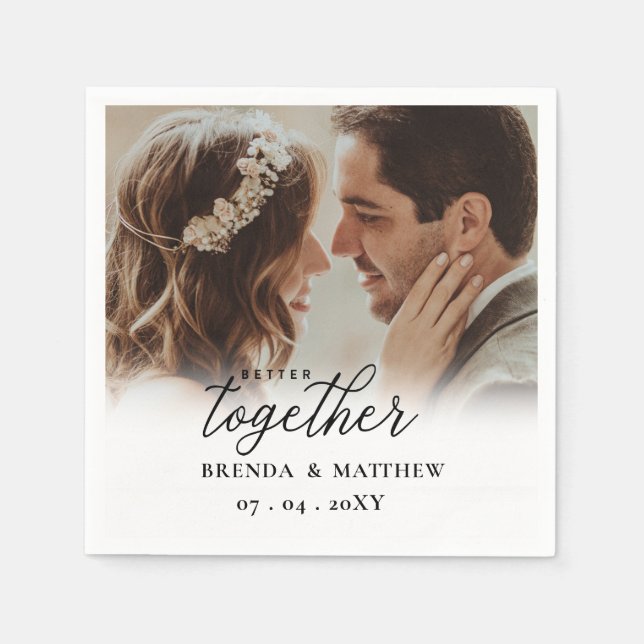 Better Together Script Photo Save The Date Napkins (Front)