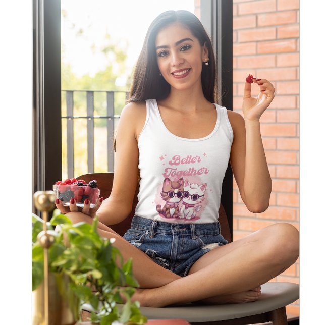 Better Together Shirt, ,Valentine's Day Cat Tank Top (Creator Uploaded)
