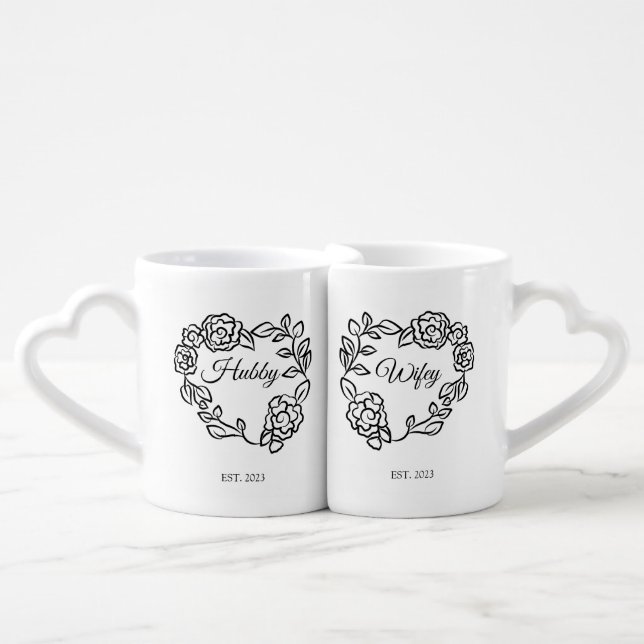 Better Together Valentine's Day Couples Photo  Coffee Mug Set (Front Nesting)