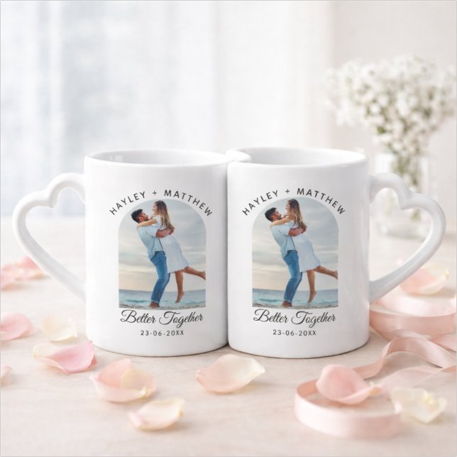 Better Together Valentine's Day Couples Photo Coffee Mug Set (Creator Uploaded)