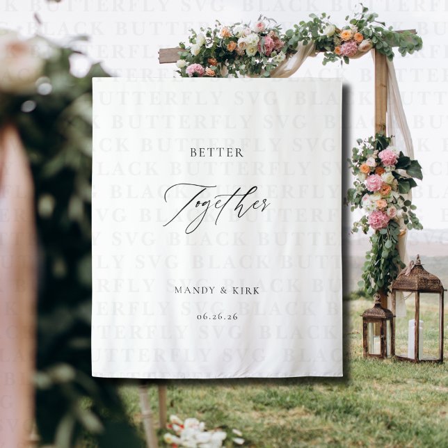 Better Together Wedding Backdrop Banner Minimalist (better together wedding banner)