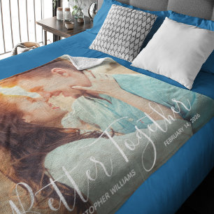 Better Together Whimsy Typography Couple's Photo Fleece Blanket