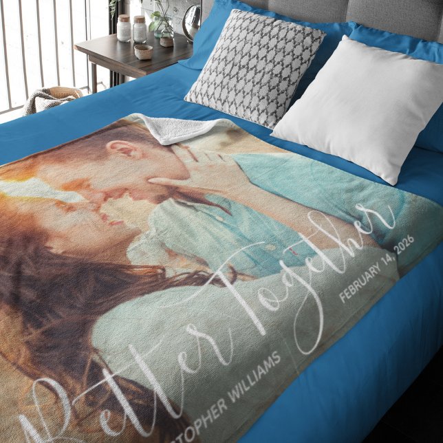 Better Together | Whimsy Typography Couple's Photo Fleece Blanket (Creator Uploaded)