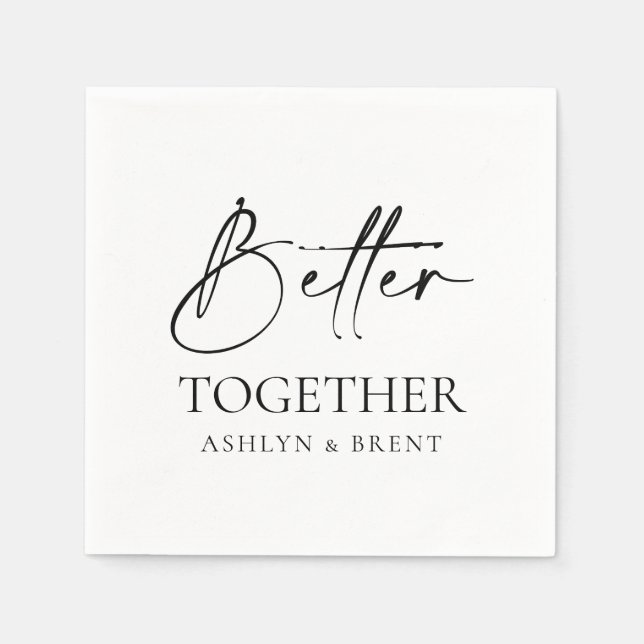 Better Together White Wedding Can Cocktail Napkins (Front)