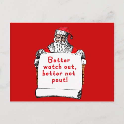 Better Watch Out Better Not Pout Holiday Postcard