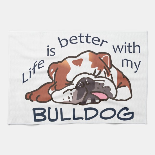 Better With Bulldog Kitchen Towel (Horizontal)