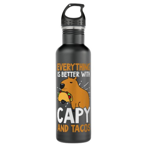 Better With Capy And Tacos Design Capybara  Stainless Steel Water Bottle