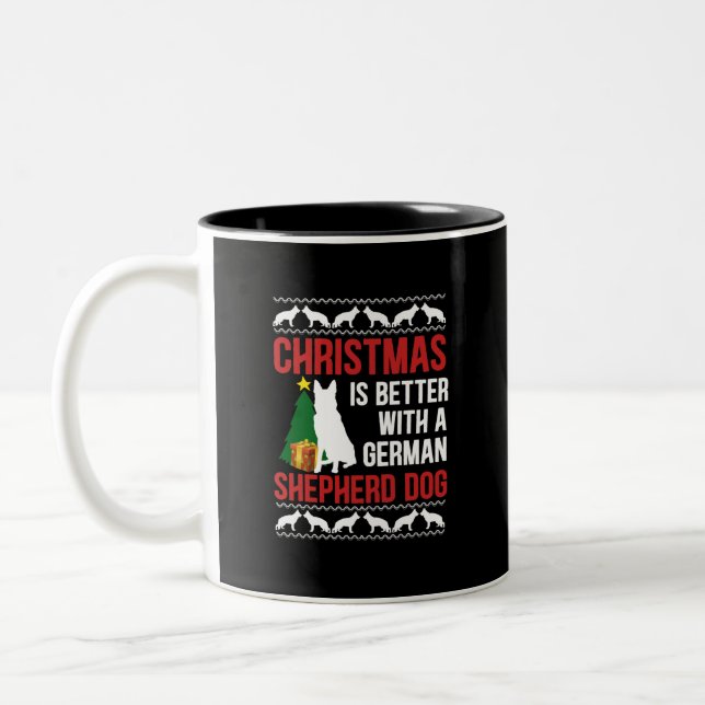 Better With German Shepherd - Christmas T-Shirts Two-Tone Coffee Mug (Left)