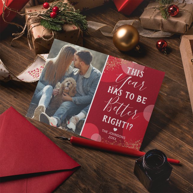 Better Year Photo Christmas Red Holiday Card (Creator Uploaded)