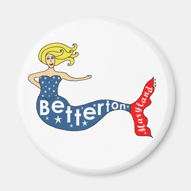 Betterton, Maryland Mermaid Round Magnet (Front)