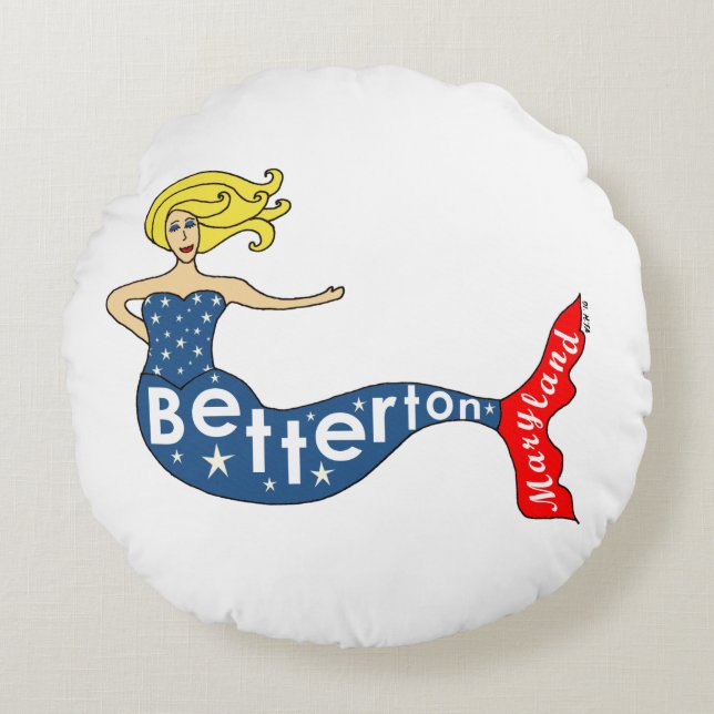 Betterton, Maryland Mermaid Round Pillow (Front)