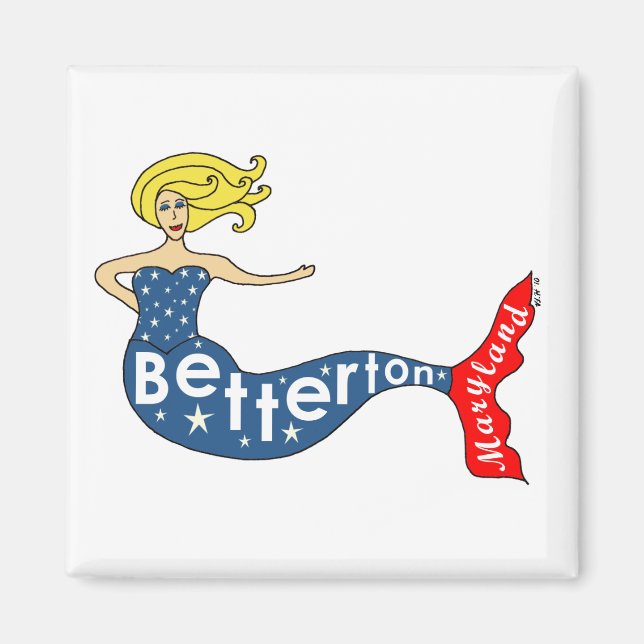 Betterton, Maryland Mermaid Square Magnet (Front)