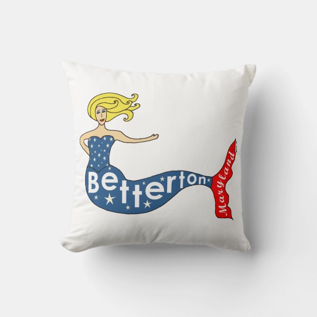 Betterton, Maryland Mermaid Throw Pillow (Front)