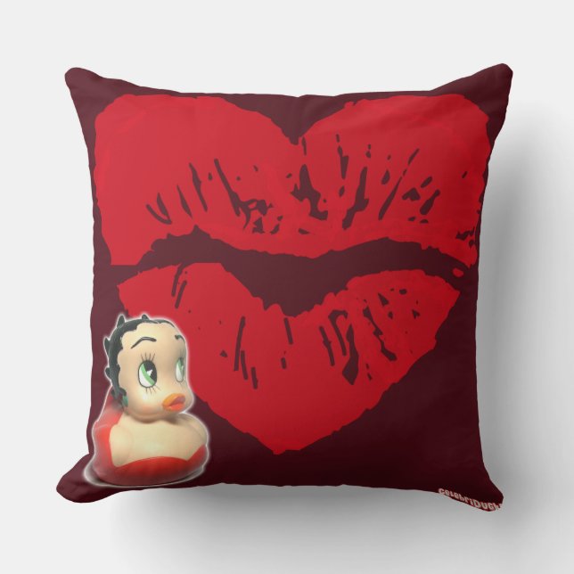 Betty Boop Rubber Duck Kiss CelebriDuck Throw Pillow (Front)
