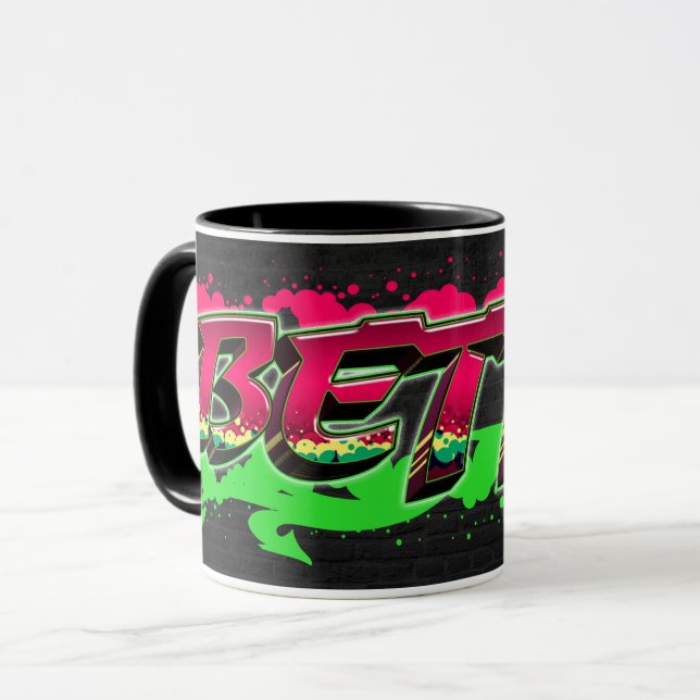Betty First Name Name Graffiti red green Tasse Mug (Front Left)