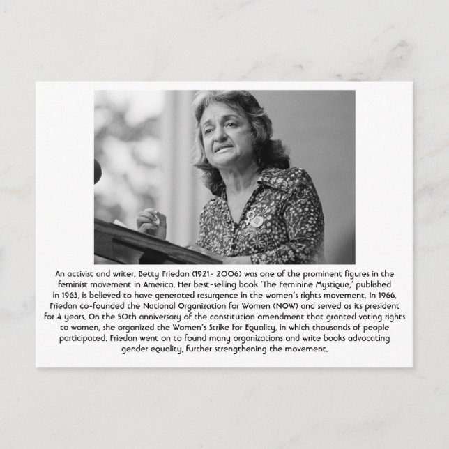Betty Friedan - Feminist Postcard (Front)