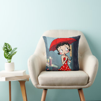 Betty in the Rain Throw Pillow
