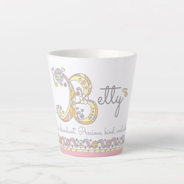 Betty letter B name meaning monogram Latte Mug (Front)